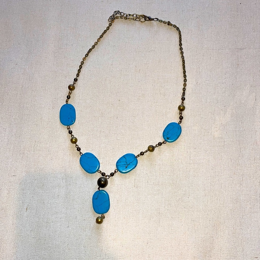 Gold with Turquoise Blue Stones